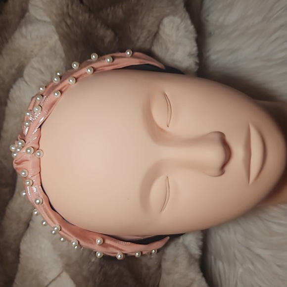 Pearl Luxe Headbands | Soft Satin Glam - Rose Glow - Picture 6 of 8